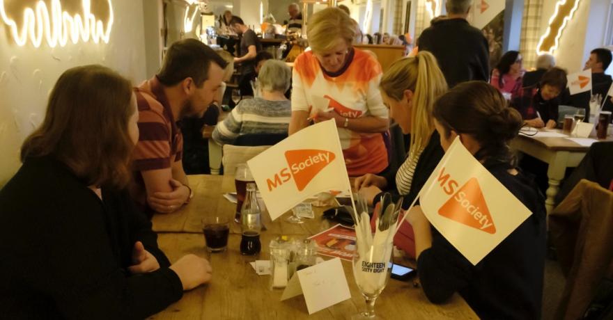 Sorting out the raffle tickets at the pub quiz